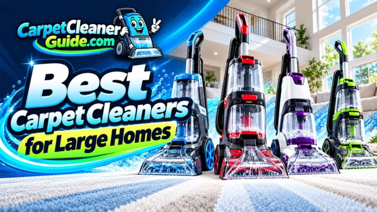 Best Carpet Cleaners for Large Homes featured image with full-size cleaners in a spacious home