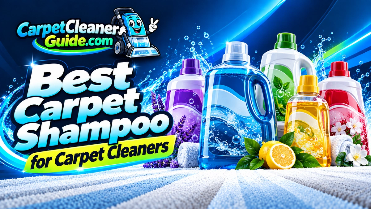 Best Carpet Shampoo for Carpet Cleaners featured image with carpet shampoo bottles
