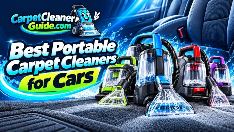 Best Portable Carpet Cleaners for Cars featured image with portable cleaners and a car interior